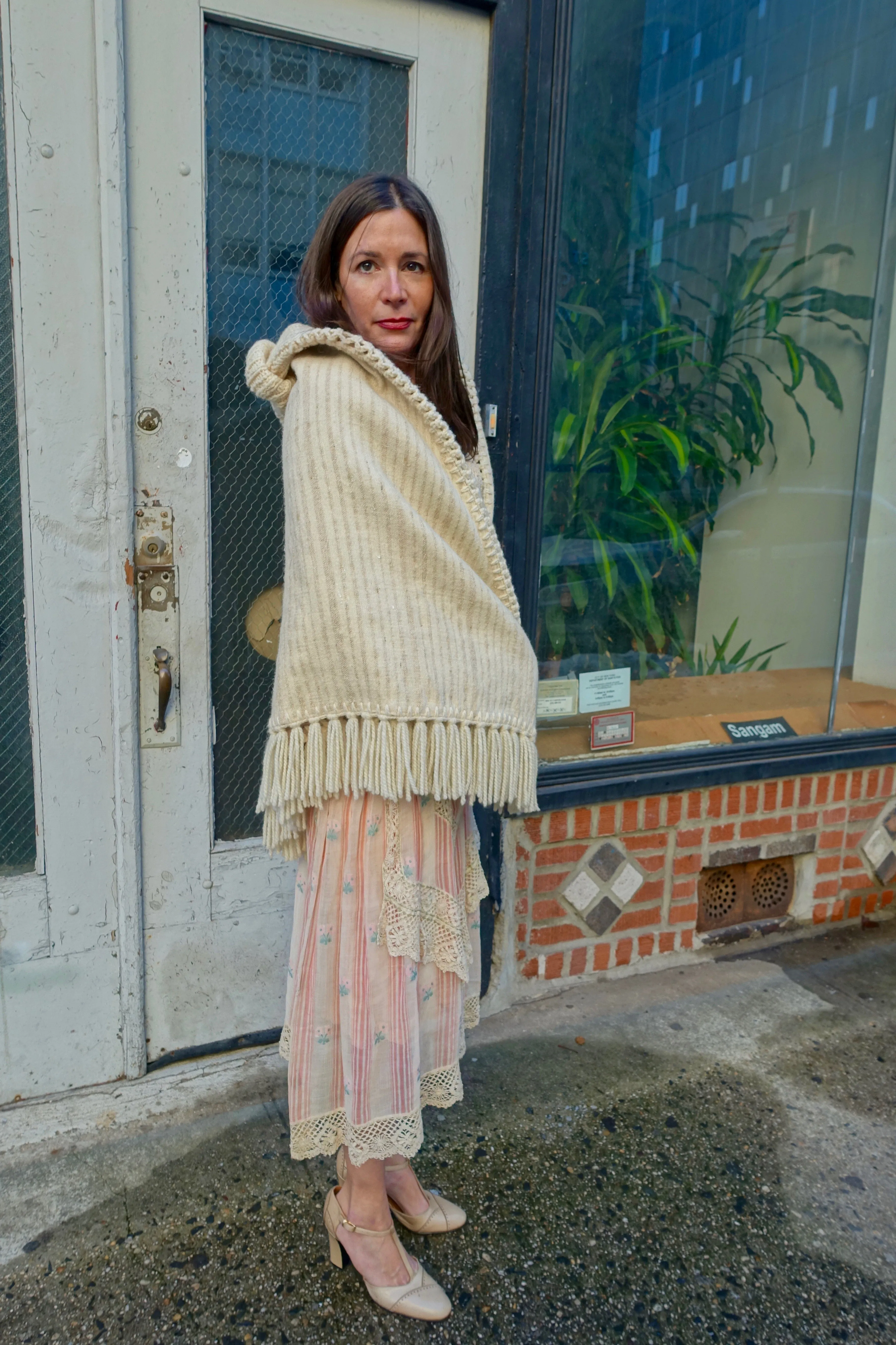 1970's Handwoven Cream Wool Turtleneck Cape - SOLD