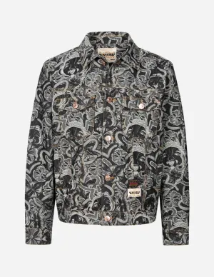 Allover Godhead and Kamon Jacquard Relax Fit Denim Jacket