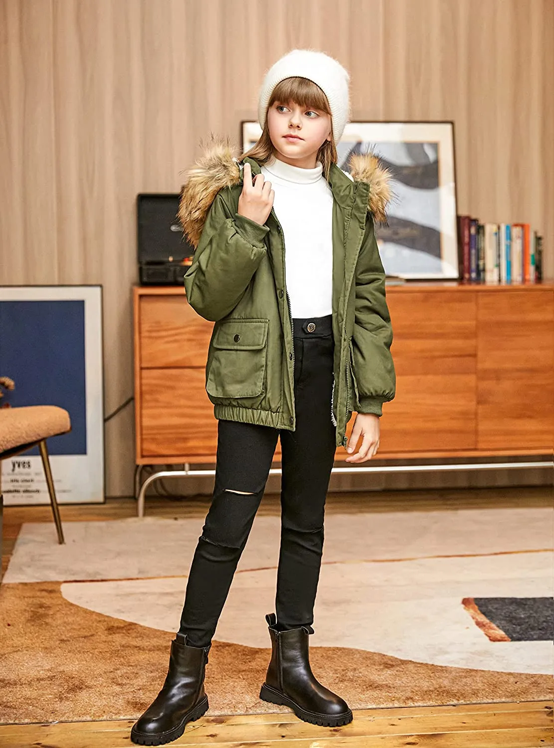 Arshiner Kids Girls Winter Coats Warm Thick Padded Hooded