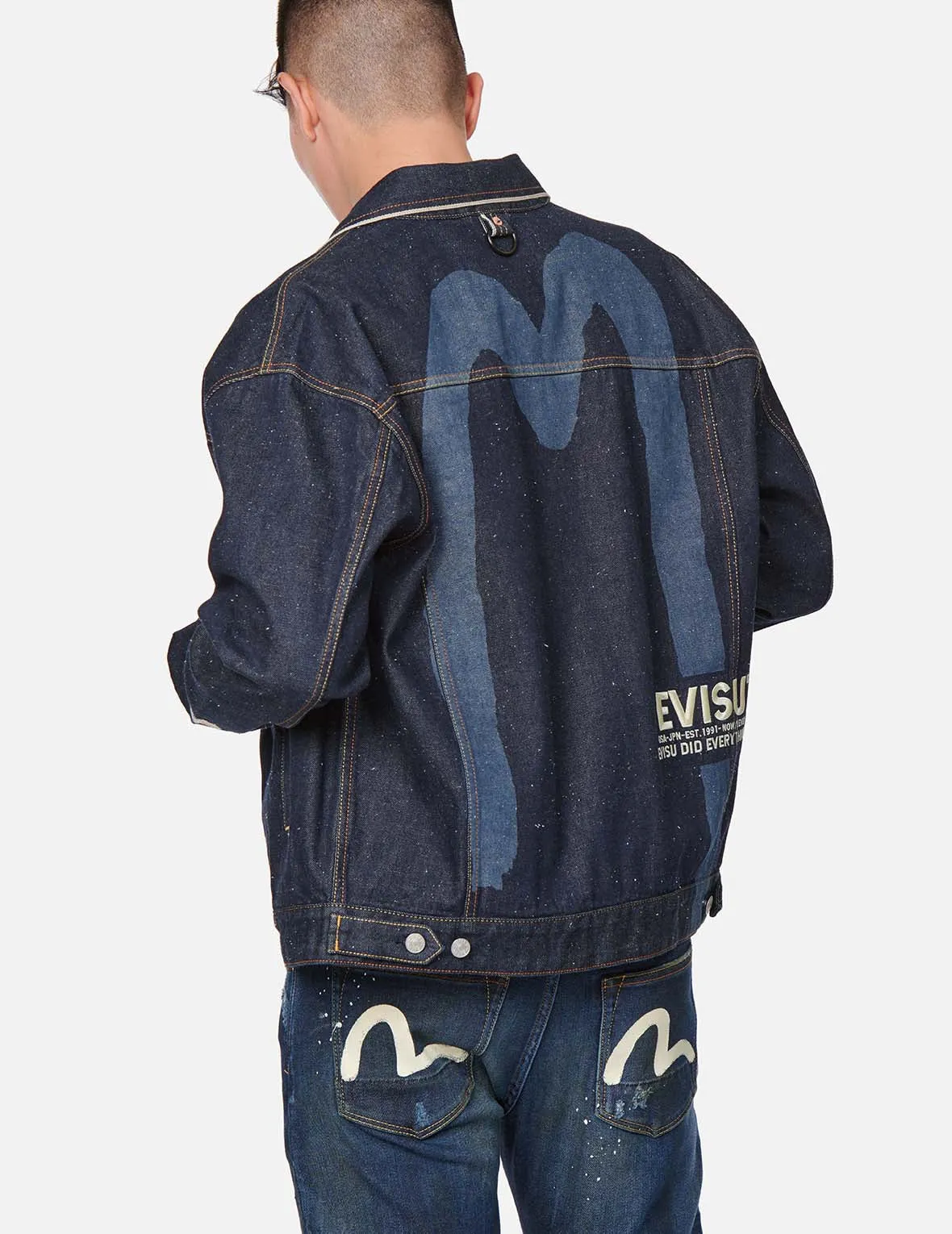 Brushstroke Daicock Discharged Denim Jacket