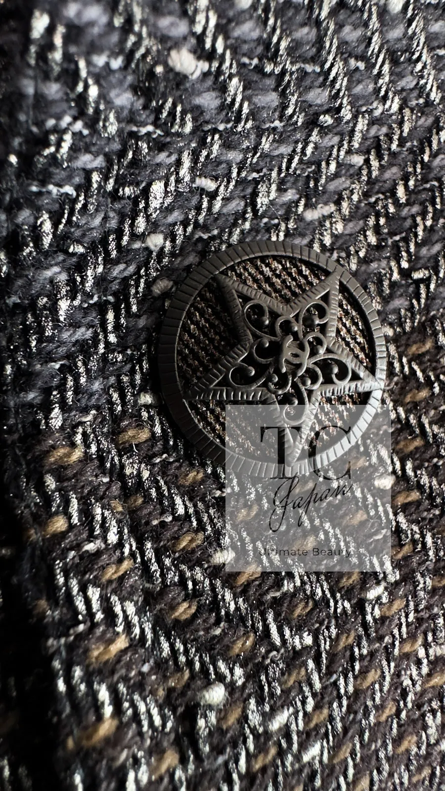 CHANEL 07PF Gray Silver Chevron Double Wool Tweed Jacket Coat 38 シャネル グレー シルバー シェブロン ダブル ウール ツイード ジャケット コート 即発