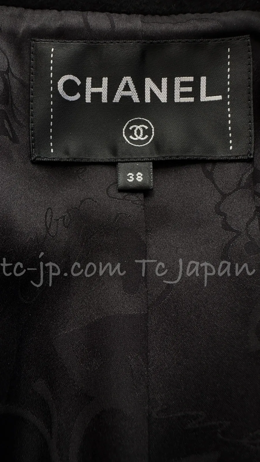 CHANEL 16PF Black Cashmere Gold Logo Button Double Coat 42 44 シャネル ブラック カシミア ゴールド ロゴ ボタン ダブル ピーコート 即発