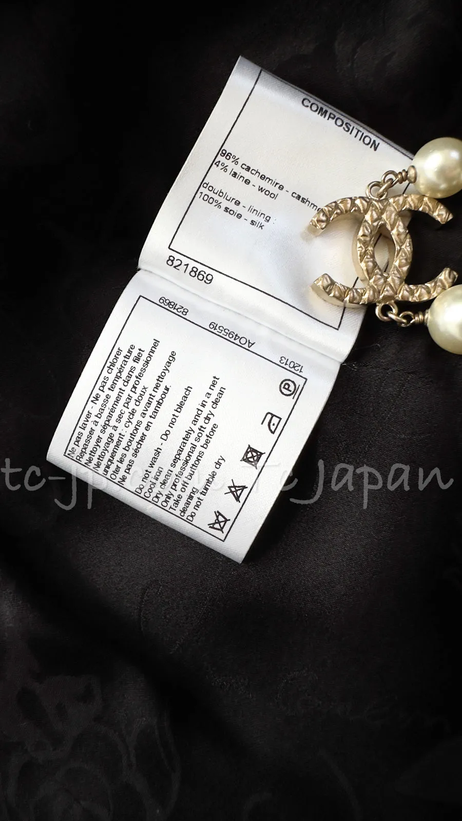 CHANEL 16PF Black Cashmere Gold Logo Button Double Coat 42 44 シャネル ブラック カシミア ゴールド ロゴ ボタン ダブル ピーコート 即発