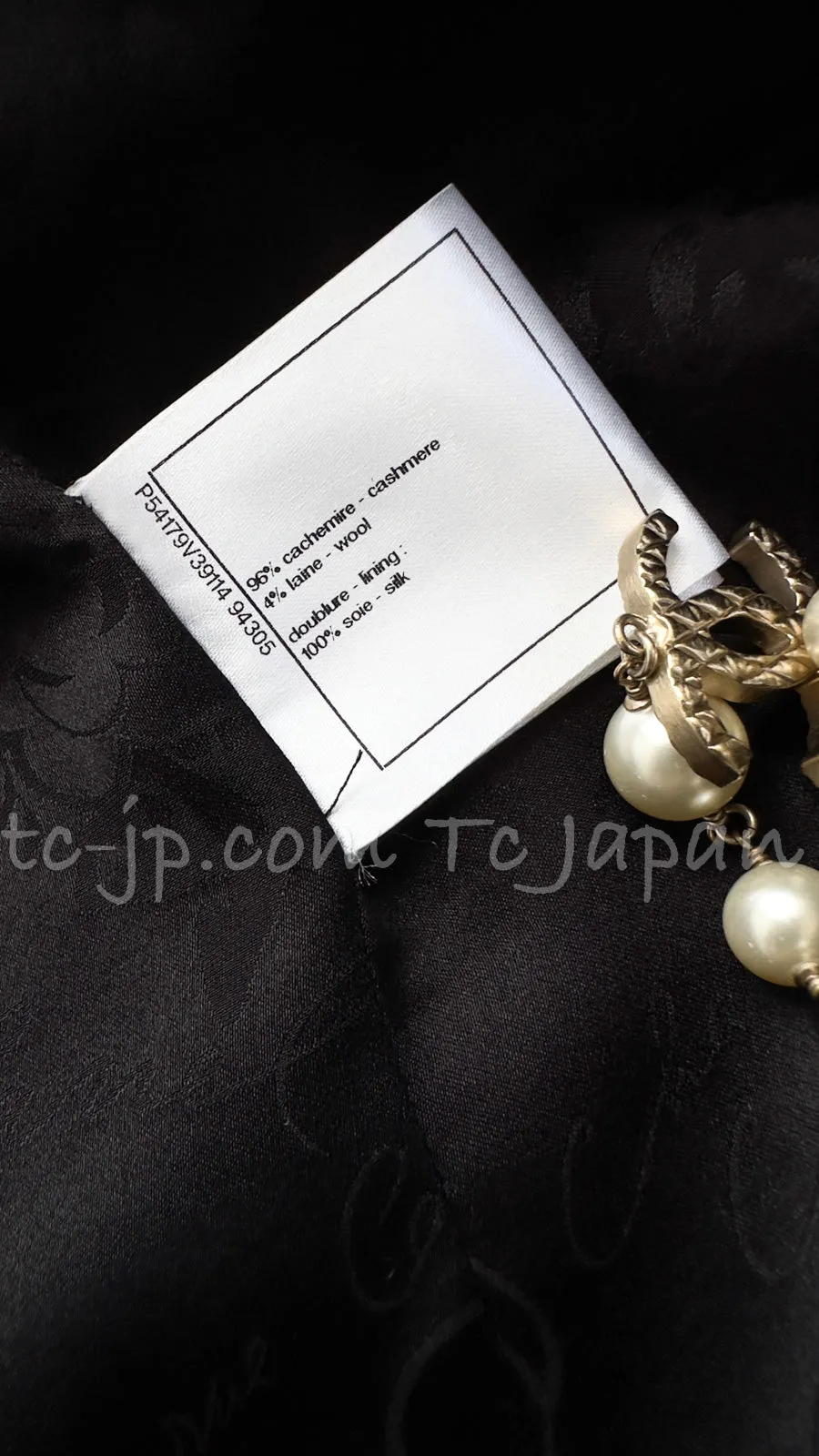 CHANEL 16PF Black Cashmere Gold Logo Button Double Coat 42 44 シャネル ブラック カシミア ゴールド ロゴ ボタン ダブル ピーコート 即発