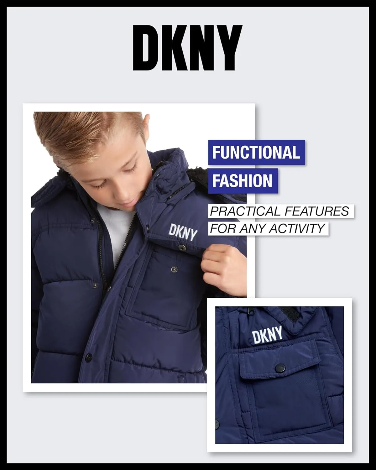 DKNY Boys' Winter Jacket - Insulated Quilted Puffer Parka Coat, Sherpa Lined Hood - Heavyweight Ski Jacket for Boys (4-20)