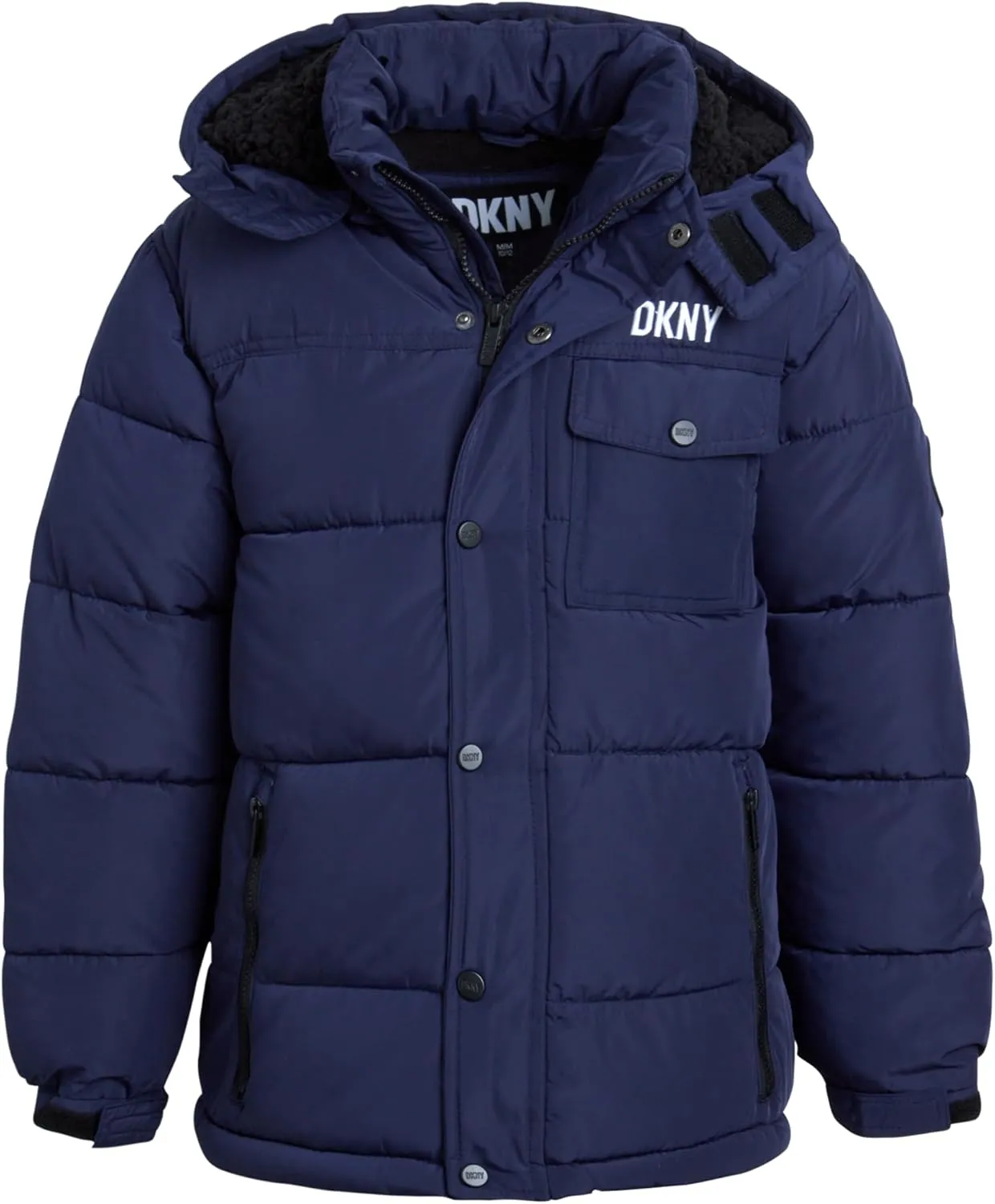 DKNY Boys' Winter Jacket - Insulated Quilted Puffer Parka Coat, Sherpa Lined Hood - Heavyweight Ski Jacket for Boys (4-20)