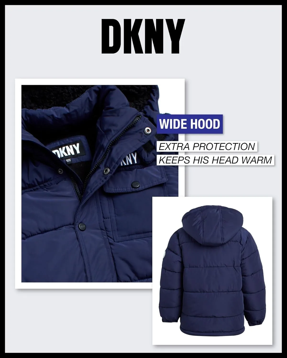 DKNY Boys' Winter Jacket - Insulated Quilted Puffer Parka Coat, Sherpa Lined Hood - Heavyweight Ski Jacket for Boys (4-20)