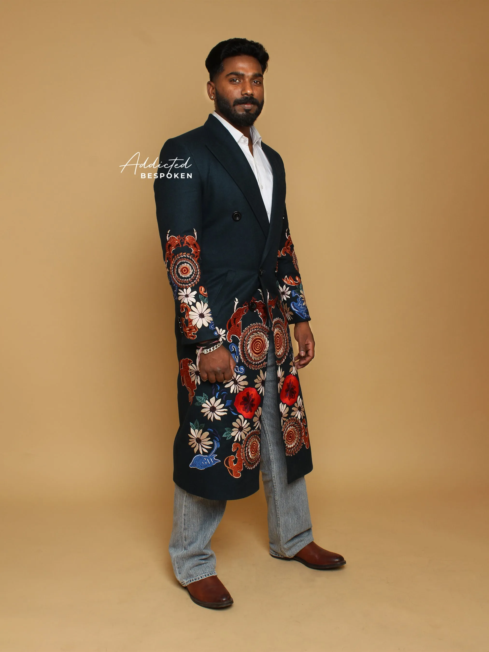 Embroidered Horizon Overcoat
