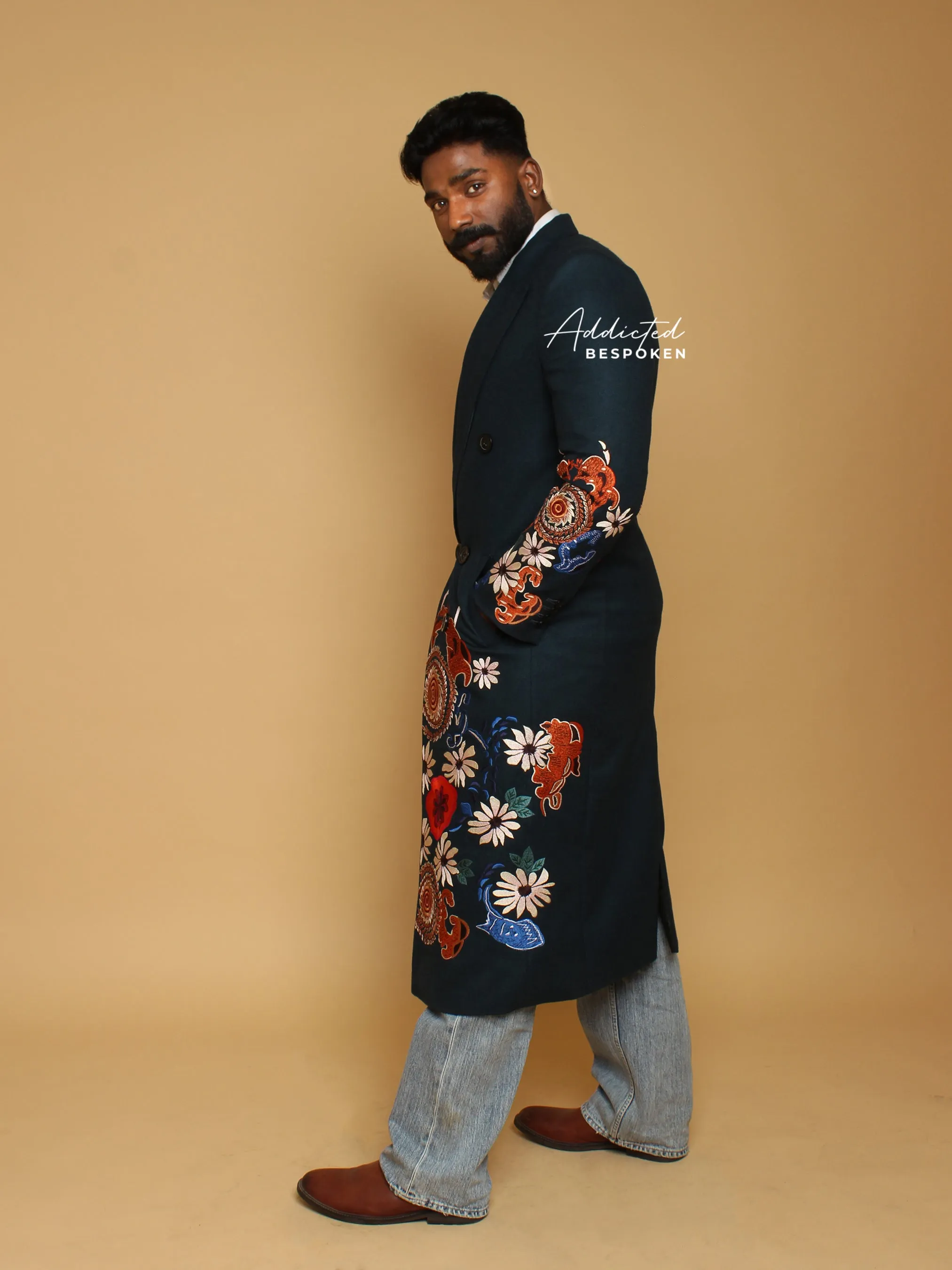 Embroidered Horizon Overcoat