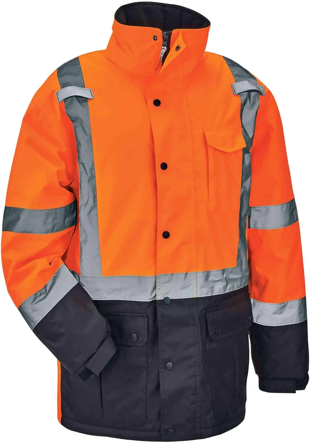 Ergodyne - 25575 High Visibility Reflective Winter Safety Jacket, Insulated Parka, ANSI Compliant, GloWear 8384, Orange, Extra Large