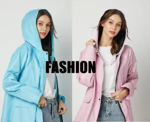 fashion Girl Lady Hooded Raincoat Outdoor Travel Waterproof Riding Cloth Rain coat for Women Poncho Long Rainwear raincoat 
