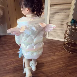 Girls Unicorn Winter Jacket – Warm Hooded Snowsuit Parka