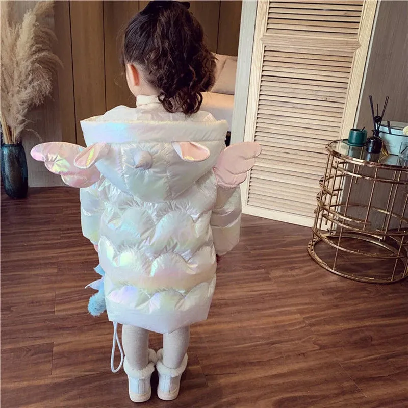 Girls Unicorn Winter Jacket – Warm Hooded Snowsuit Parka