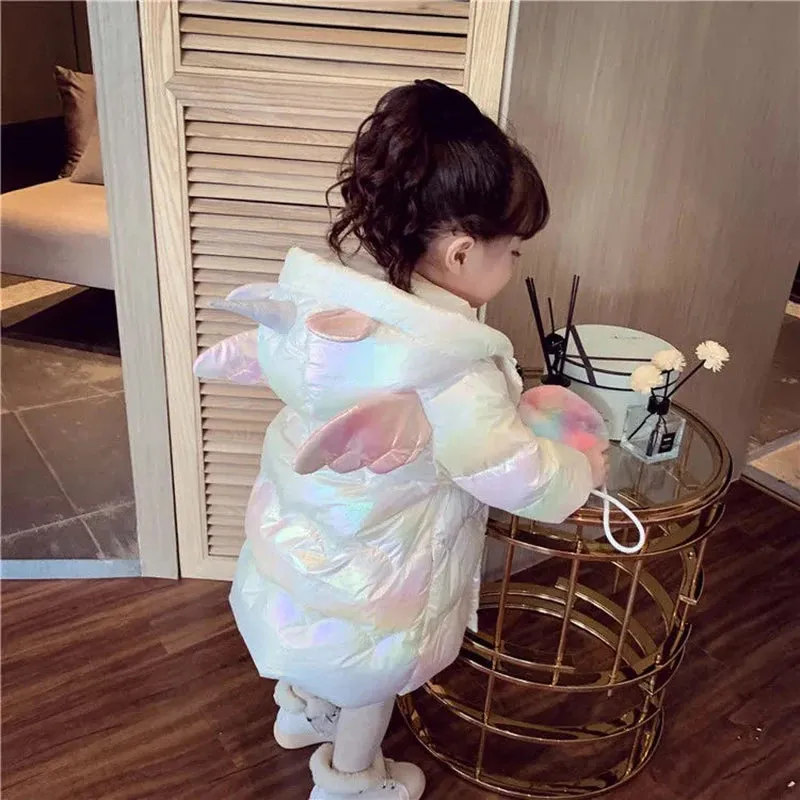 Girls Unicorn Winter Jacket – Warm Hooded Snowsuit Parka