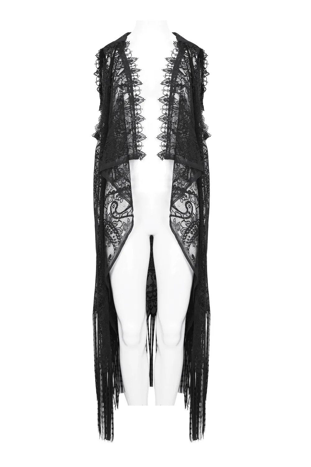 Gothic Sleeveless Hooded Lace Tasseled Cape For Women