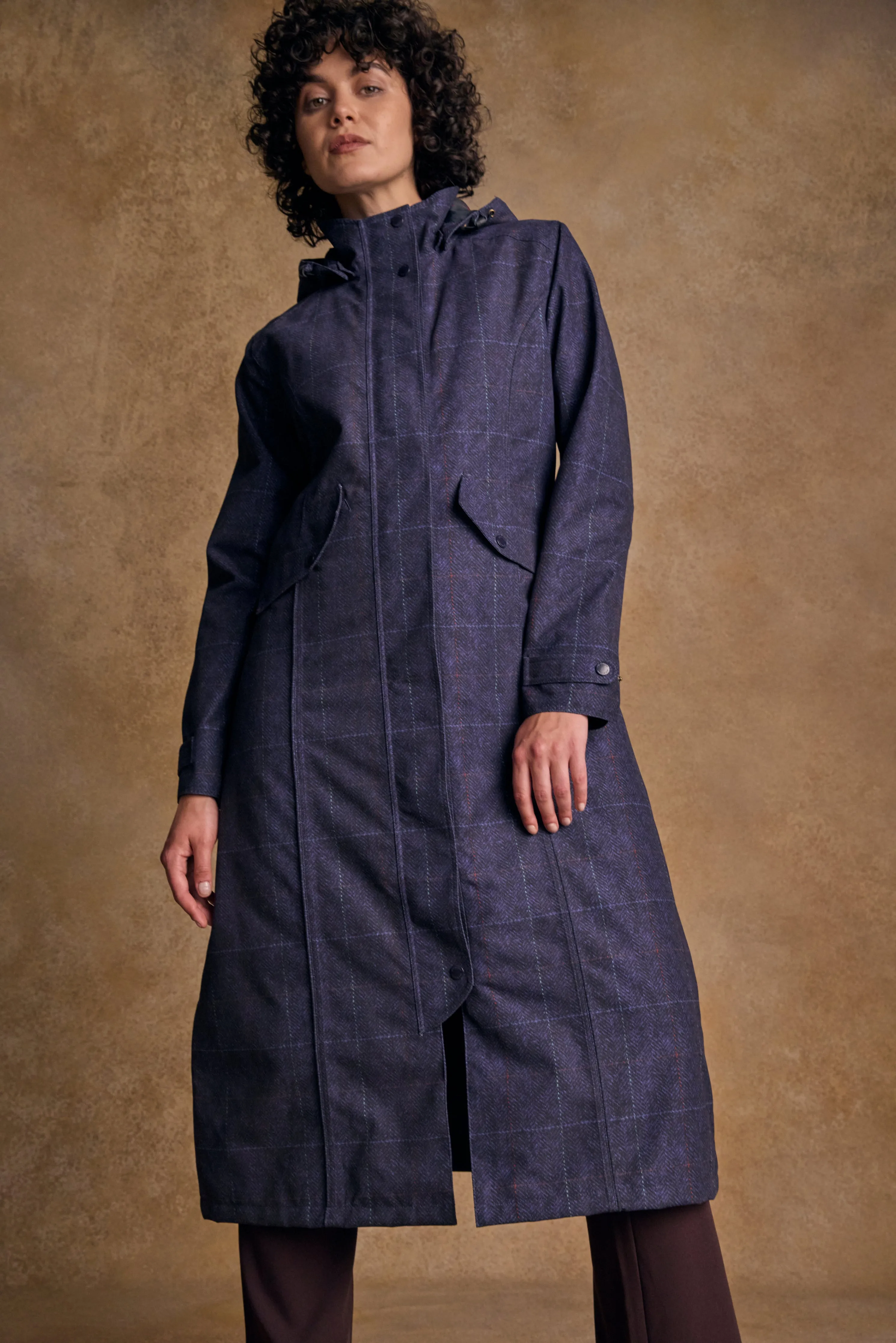 Hannah Waterproof Coat - Navy Windowpane