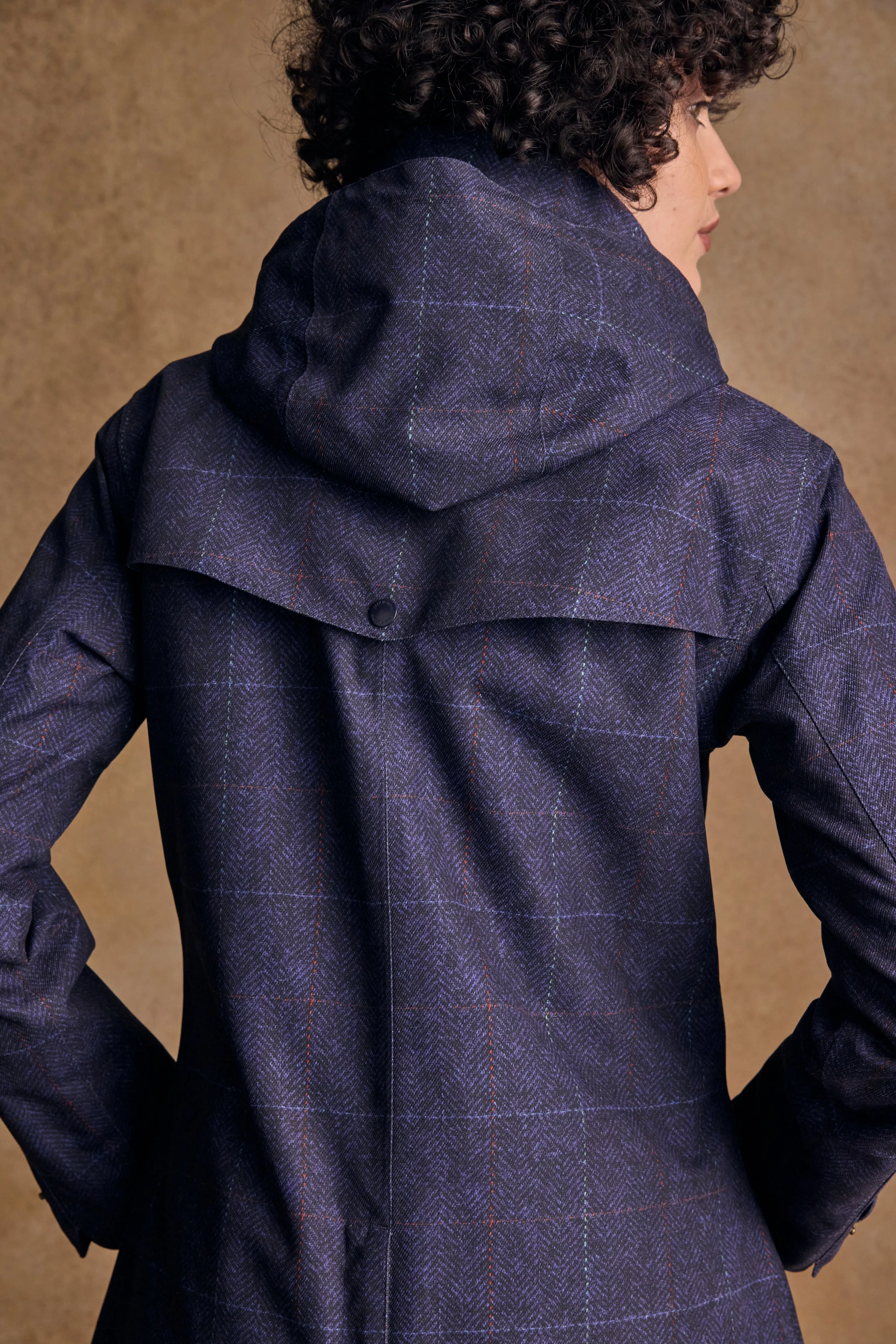 Hannah Waterproof Coat - Navy Windowpane