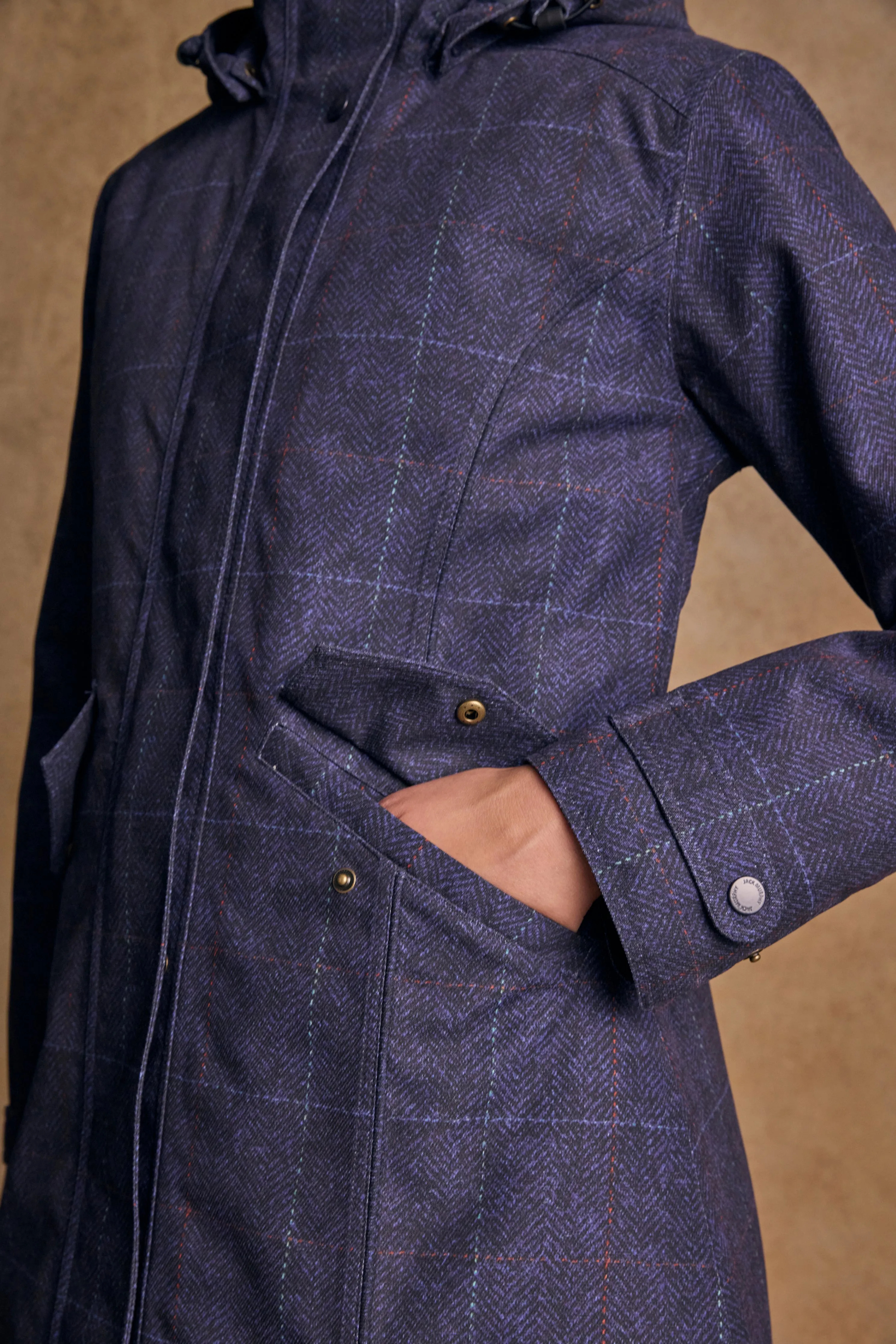 Hannah Waterproof Coat - Navy Windowpane