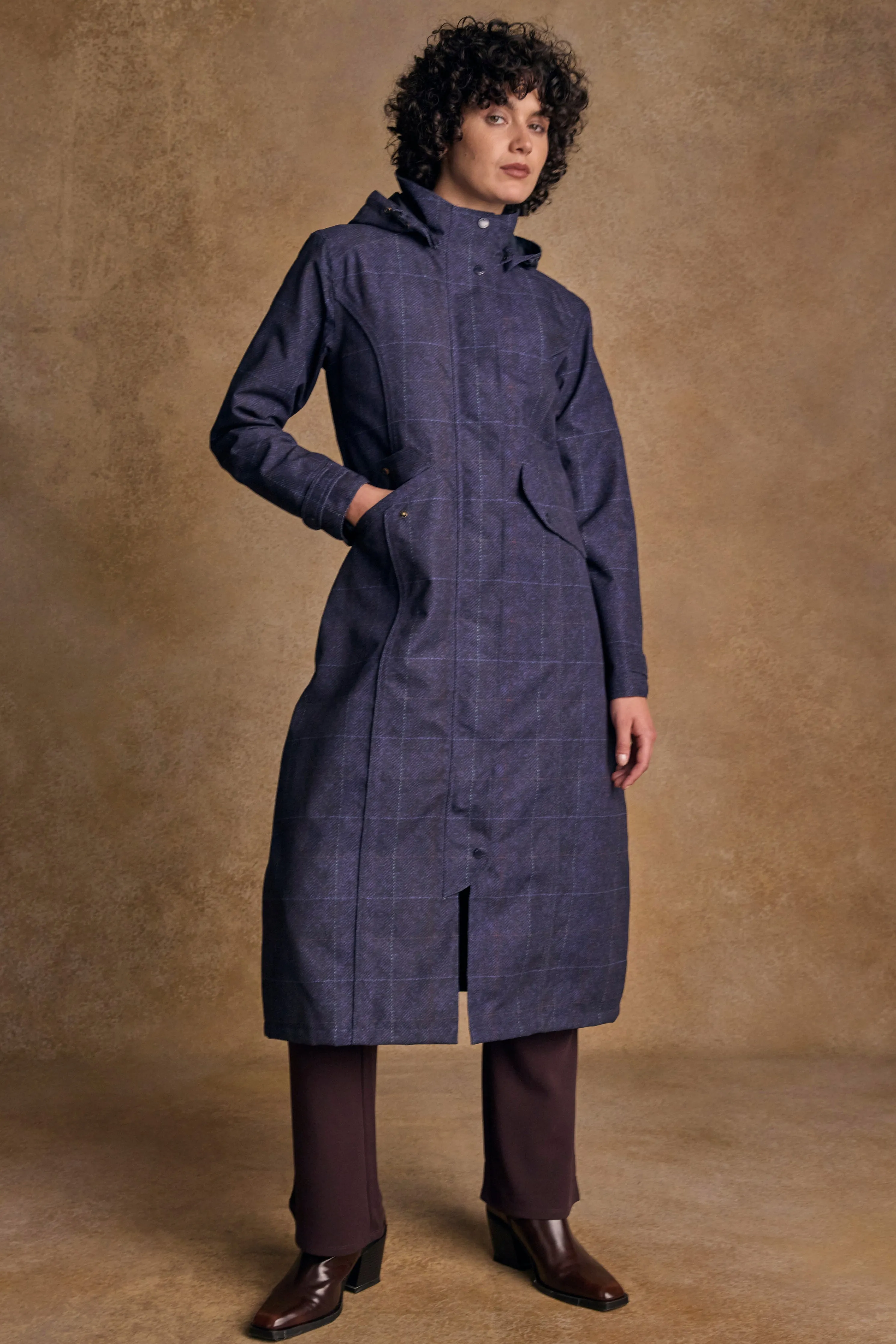 Hannah Waterproof Coat - Navy Windowpane