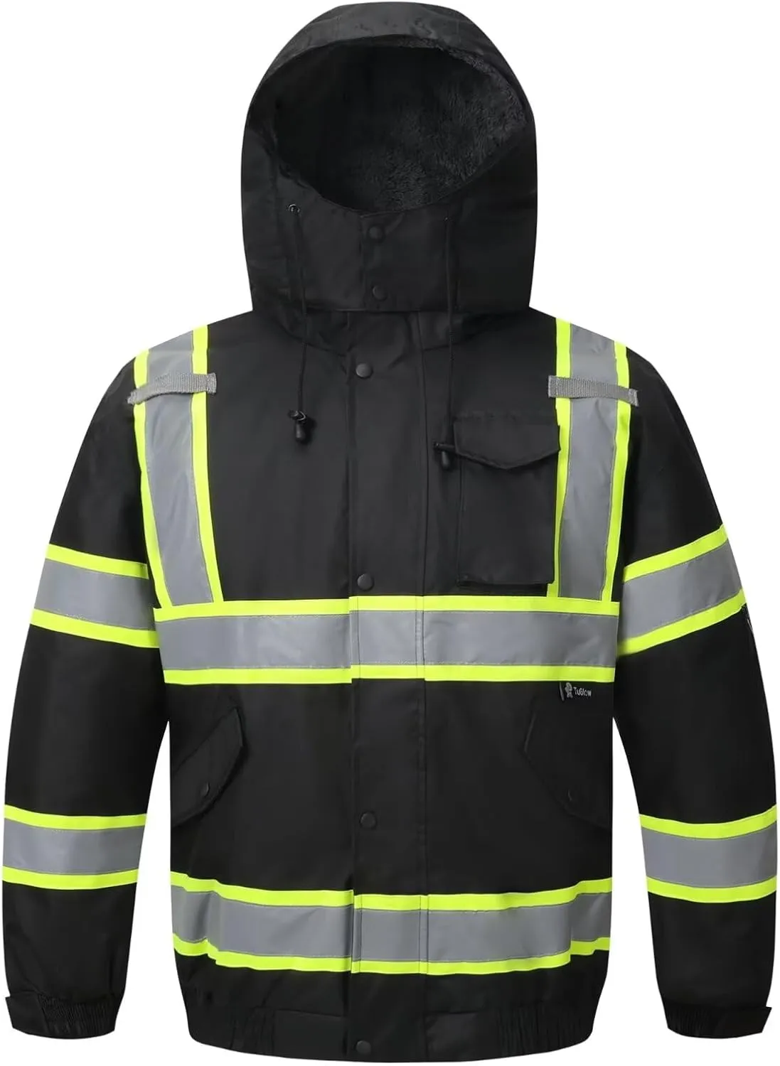 High Visibility Hoodie For Men Reflective Safety Jacket Zipper Men'S/Women'S Construction Work Safety Insulated Parka