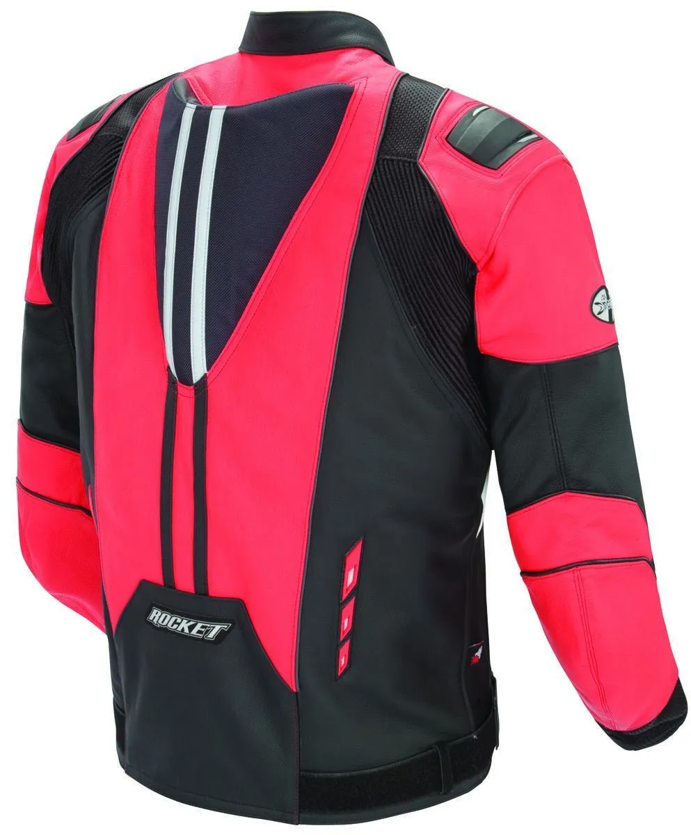 Joe Rocket 'Radar' Mens Red/Black Leather Motorcycle Jacket
