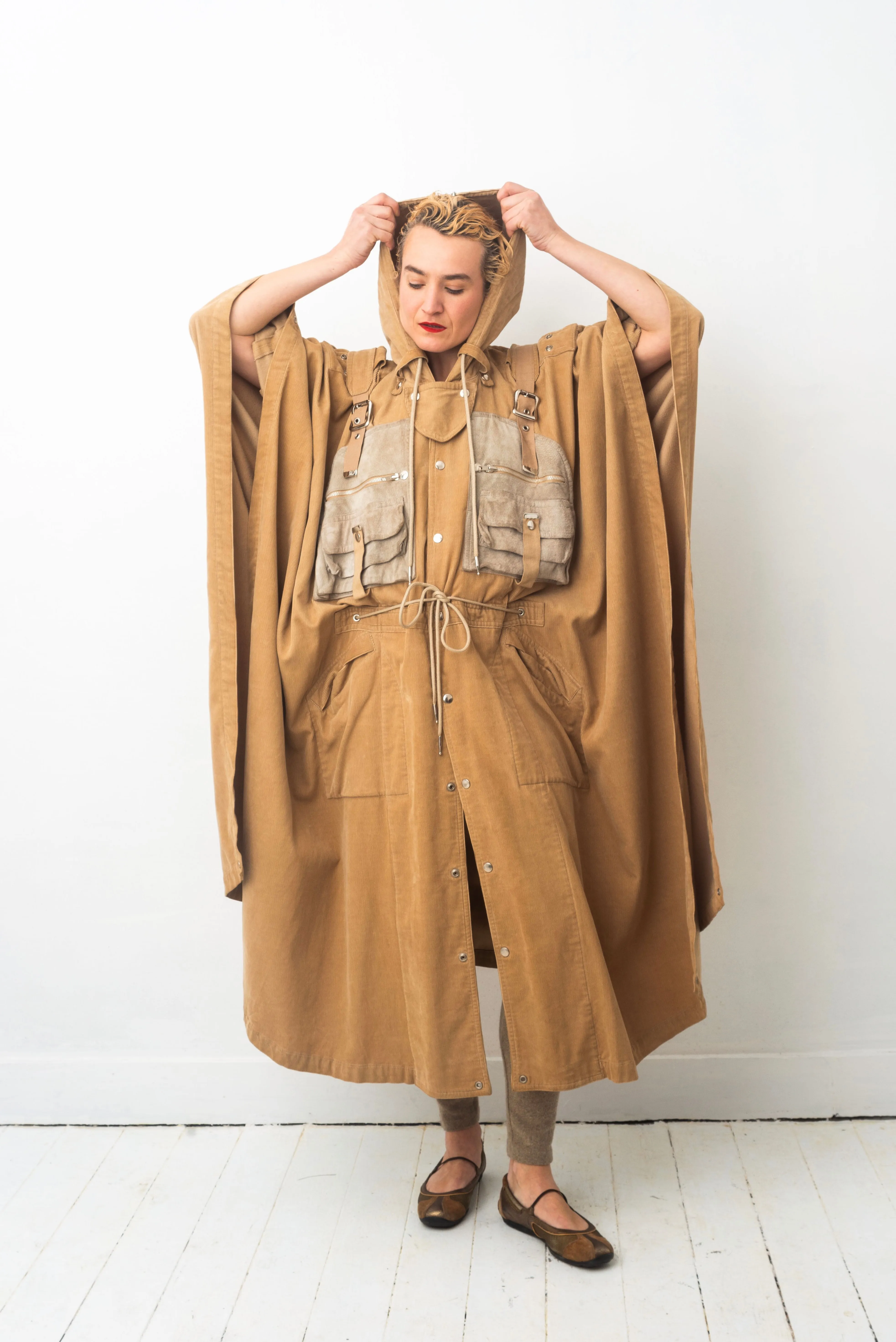 Kansaï Yamamoto 80’s dystopian cape with integrated backpack