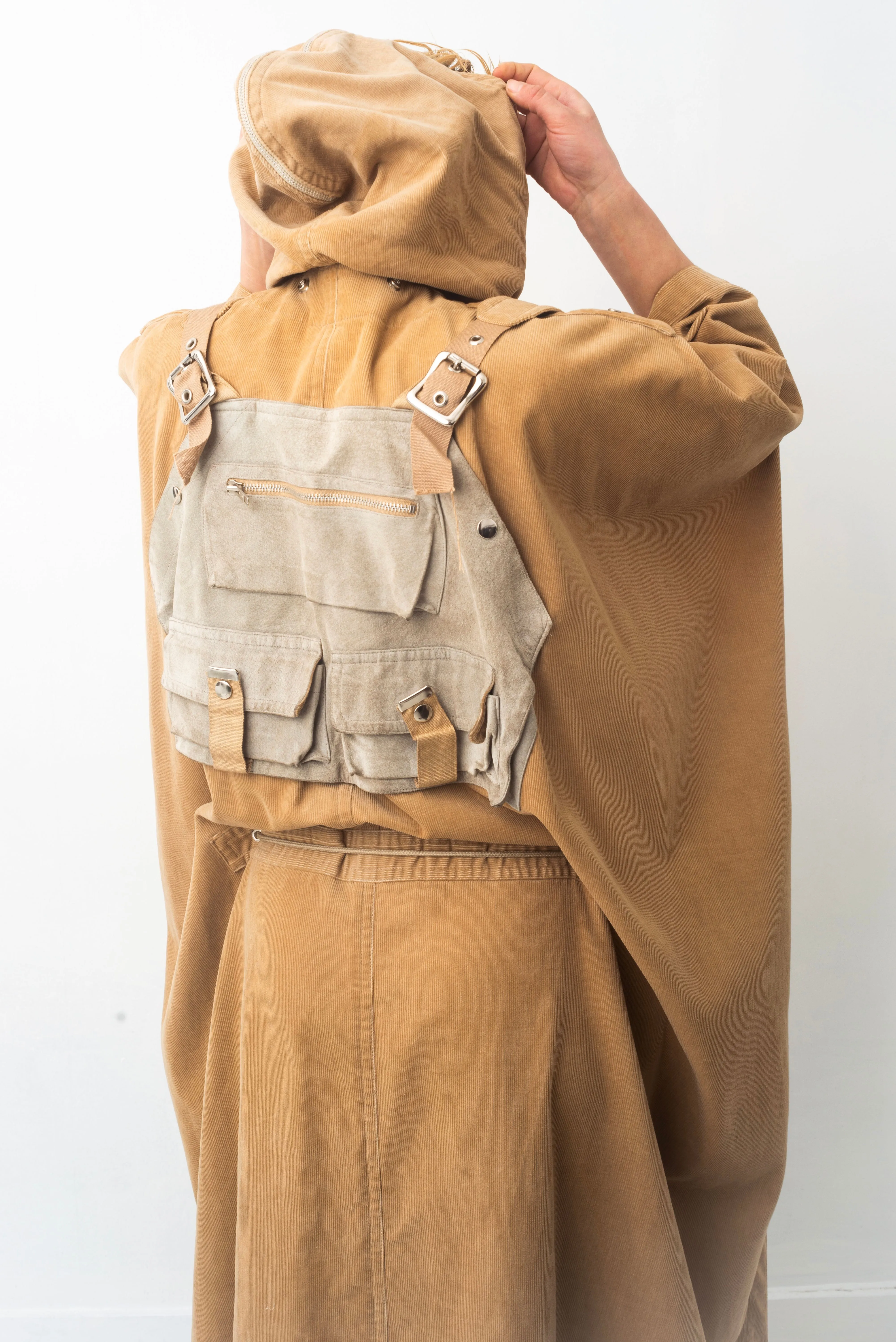 Kansaï Yamamoto 80’s dystopian cape with integrated backpack