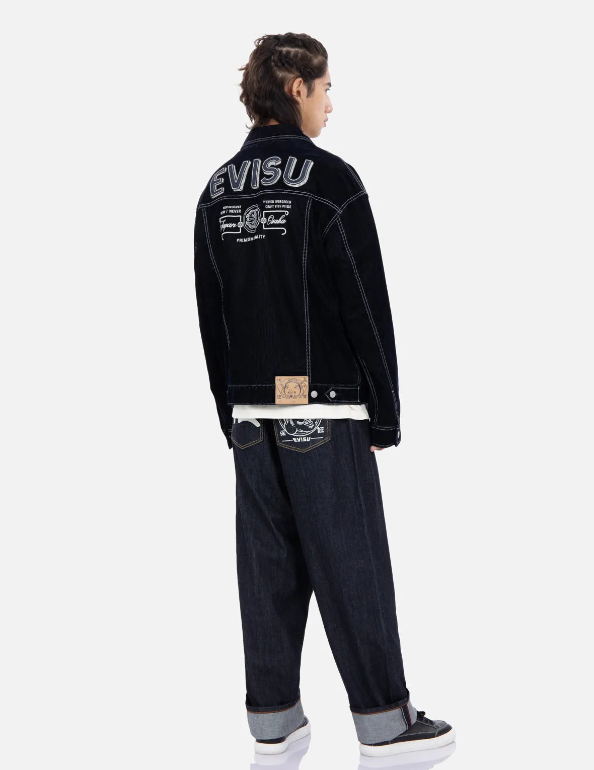 Logo Embroidery Velvet Denim Jacket