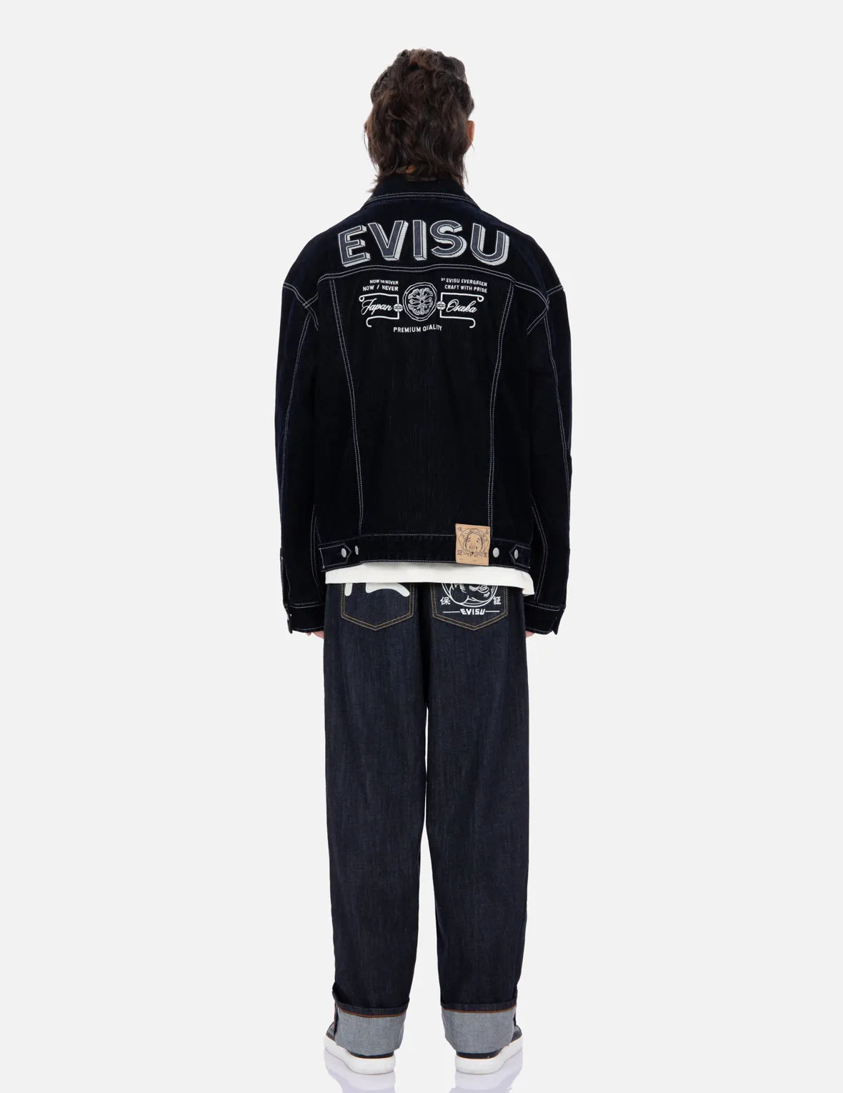 Logo Embroidery Velvet Denim Jacket