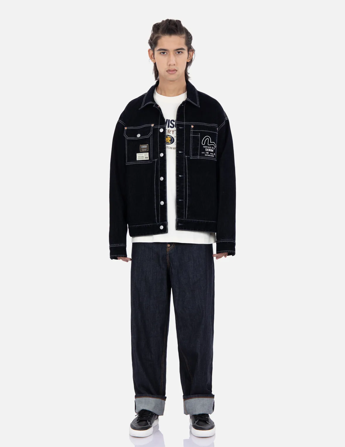 Logo Embroidery Velvet Denim Jacket