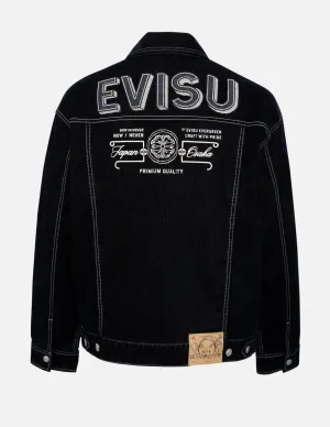 Logo Embroidery Velvet Denim Jacket