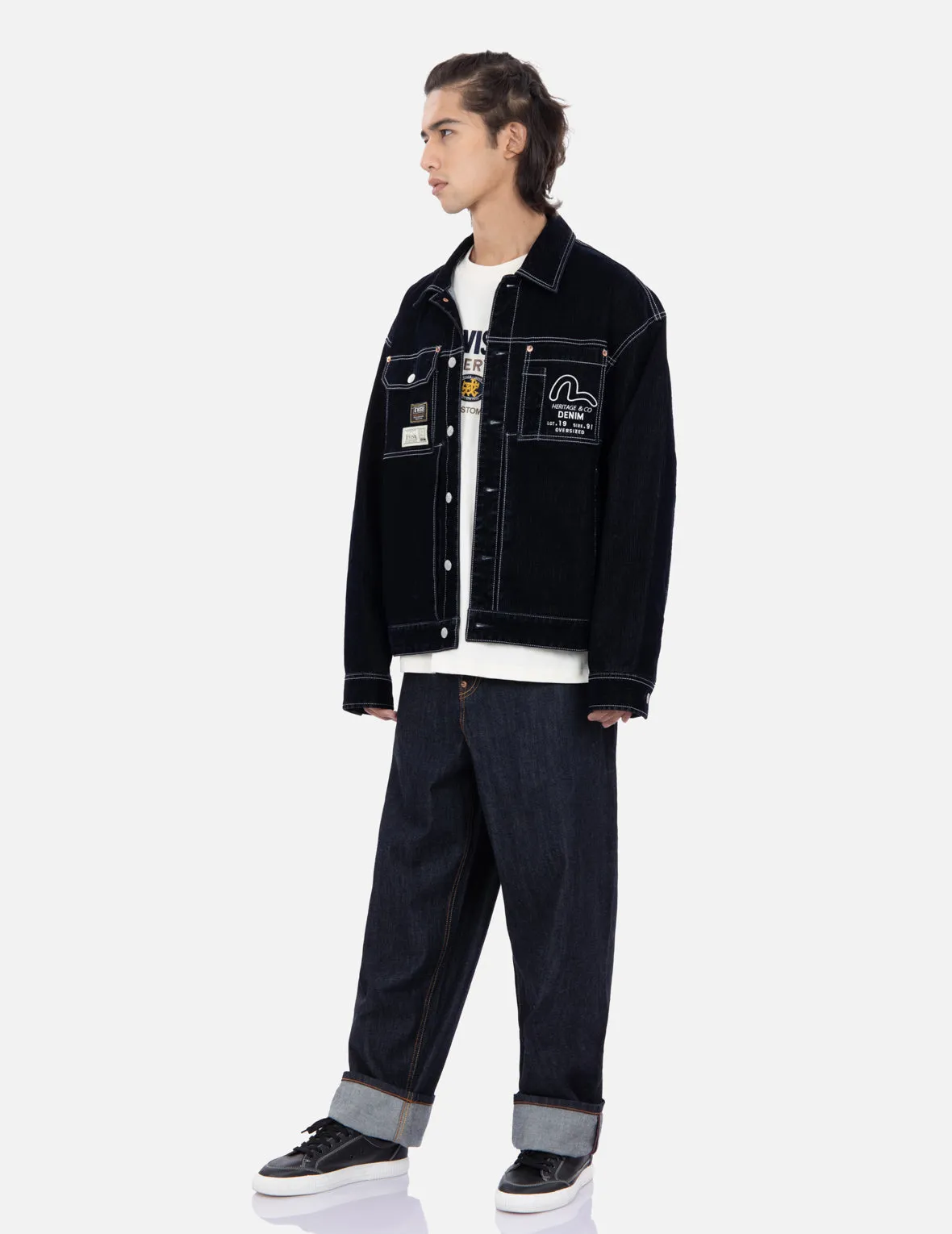 Logo Embroidery Velvet Denim Jacket