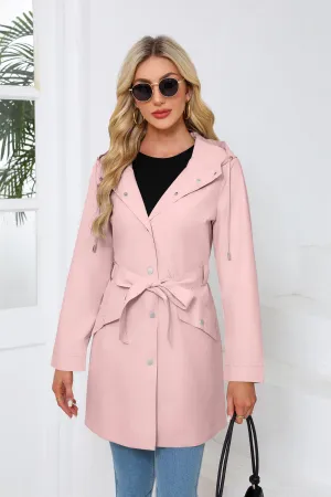 Long Hooded Waterproof Thin Casual Loose Trench Coat
