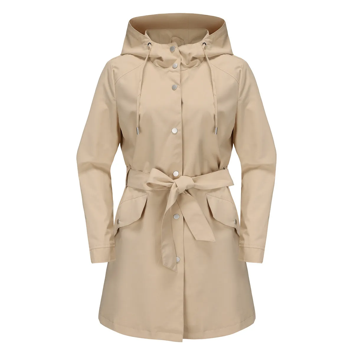 Long Hooded Waterproof Thin Casual Loose Trench Coat