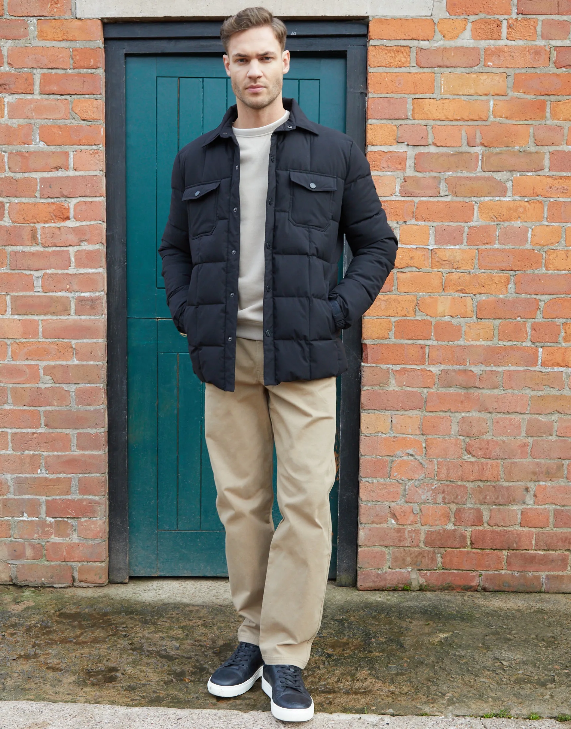 Men's Black Lightweight Collared Quilted Jacket