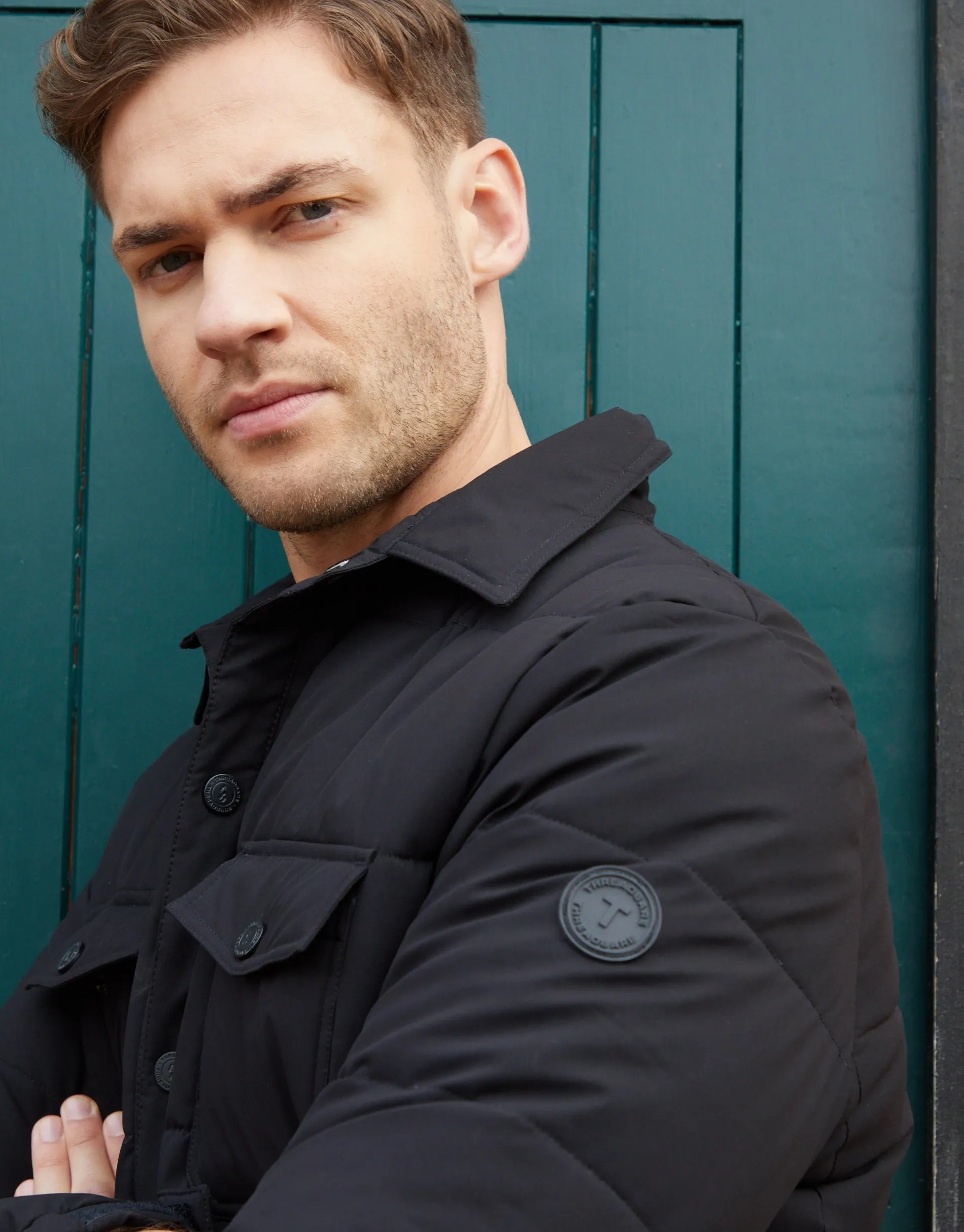 Men's Black Lightweight Collared Quilted Jacket