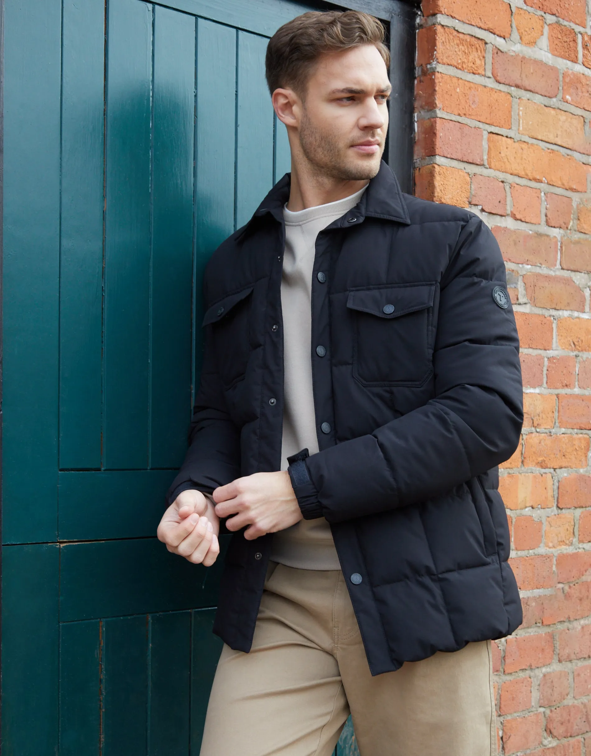 Men's Black Lightweight Collared Quilted Jacket