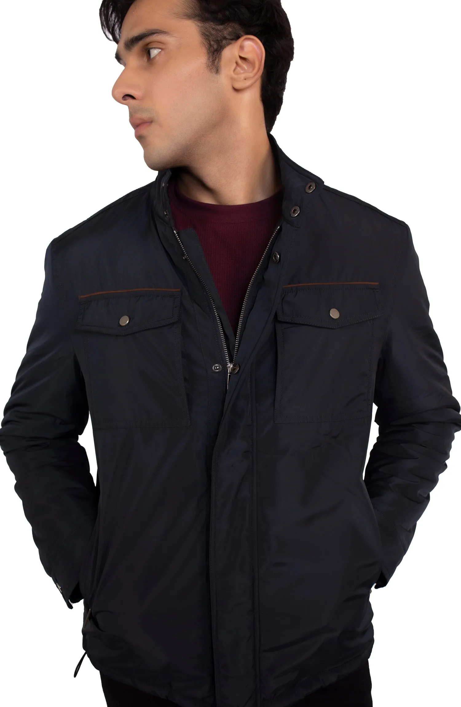 Mock Neck Quilted Jacket