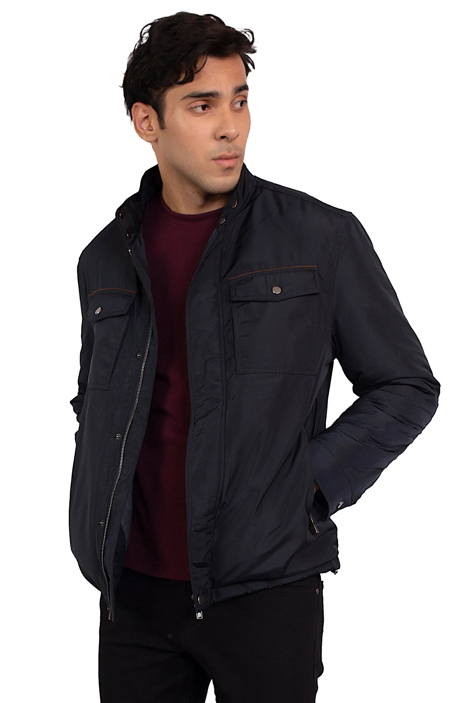 Mock Neck Quilted Jacket