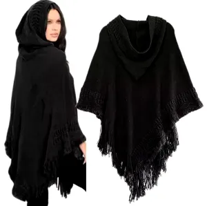 New Women Ladies Tassel Cape Coat Fringe Stripe Coat Shawl S4769312