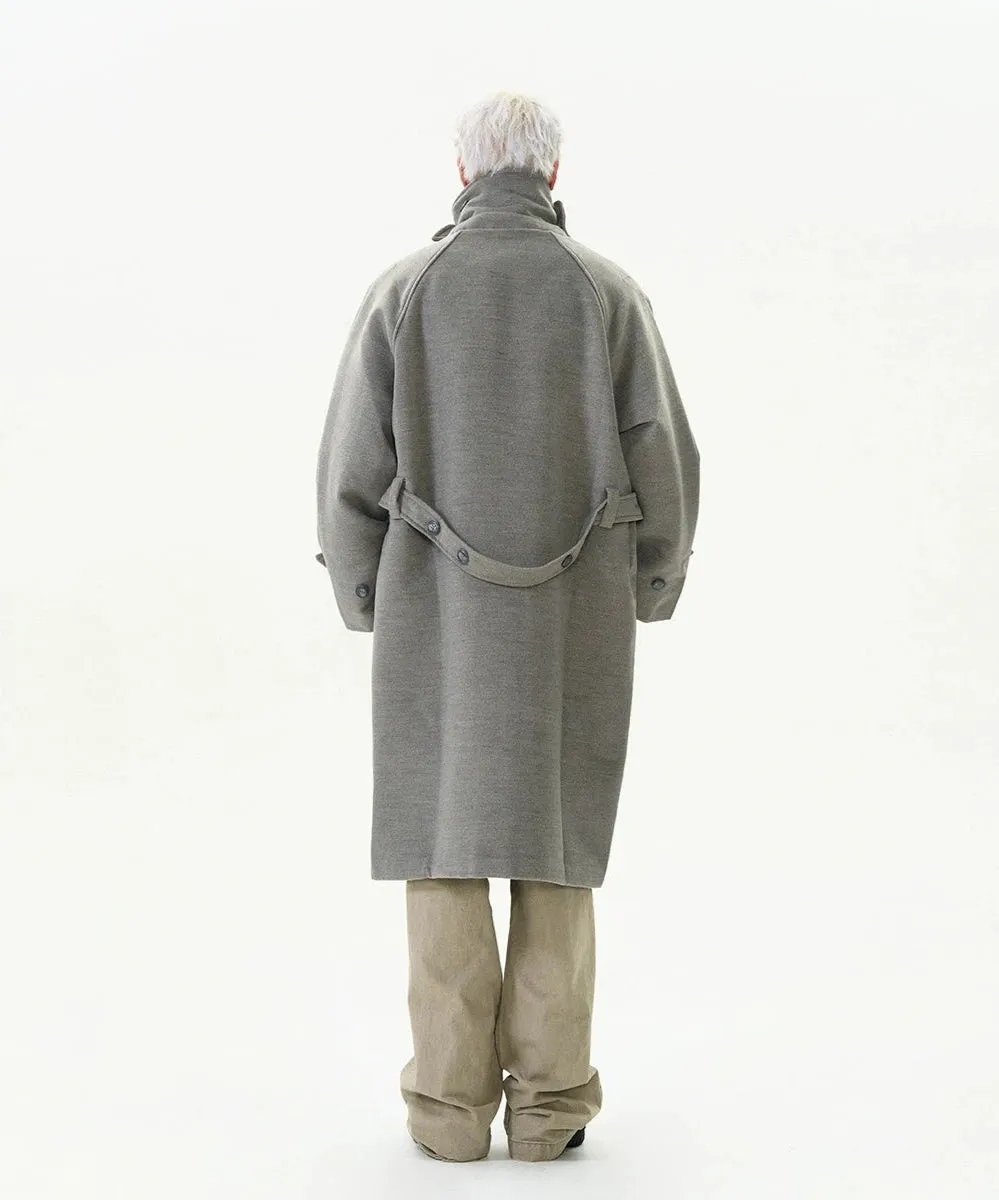 Oversized Panel-Layered Long Overcoat