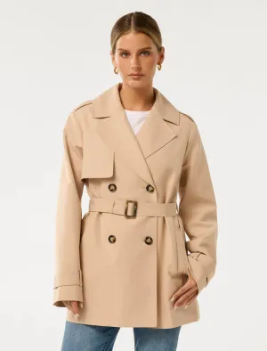 Rhea Petite Water Resistant Mid Trench Coat