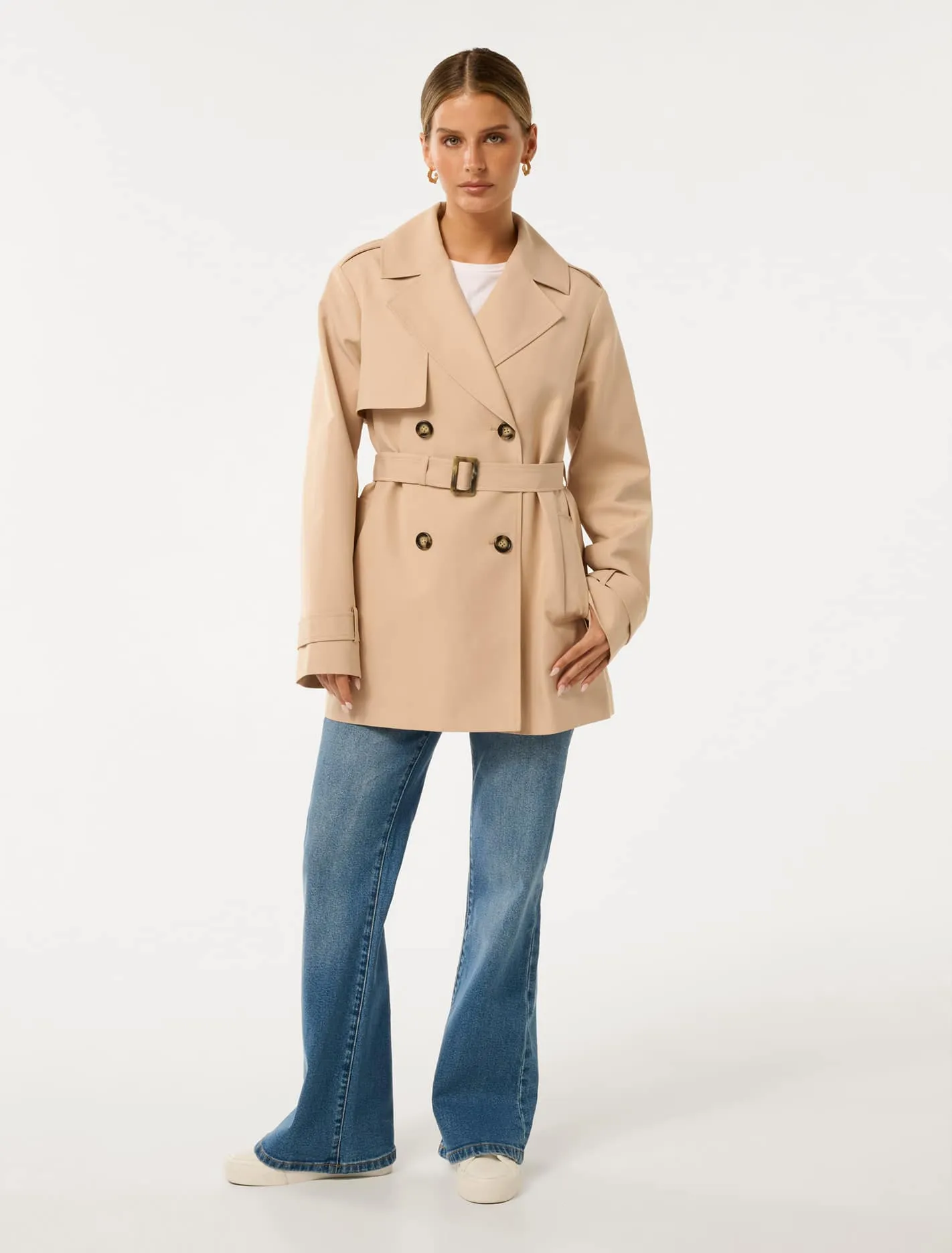 Rhea Petite Water Resistant Mid Trench Coat