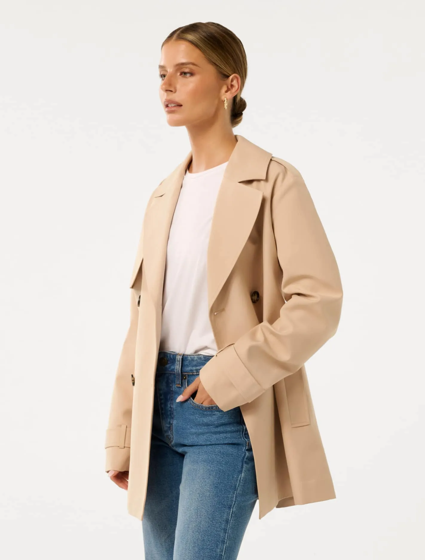 Rhea Petite Water Resistant Mid Trench Coat