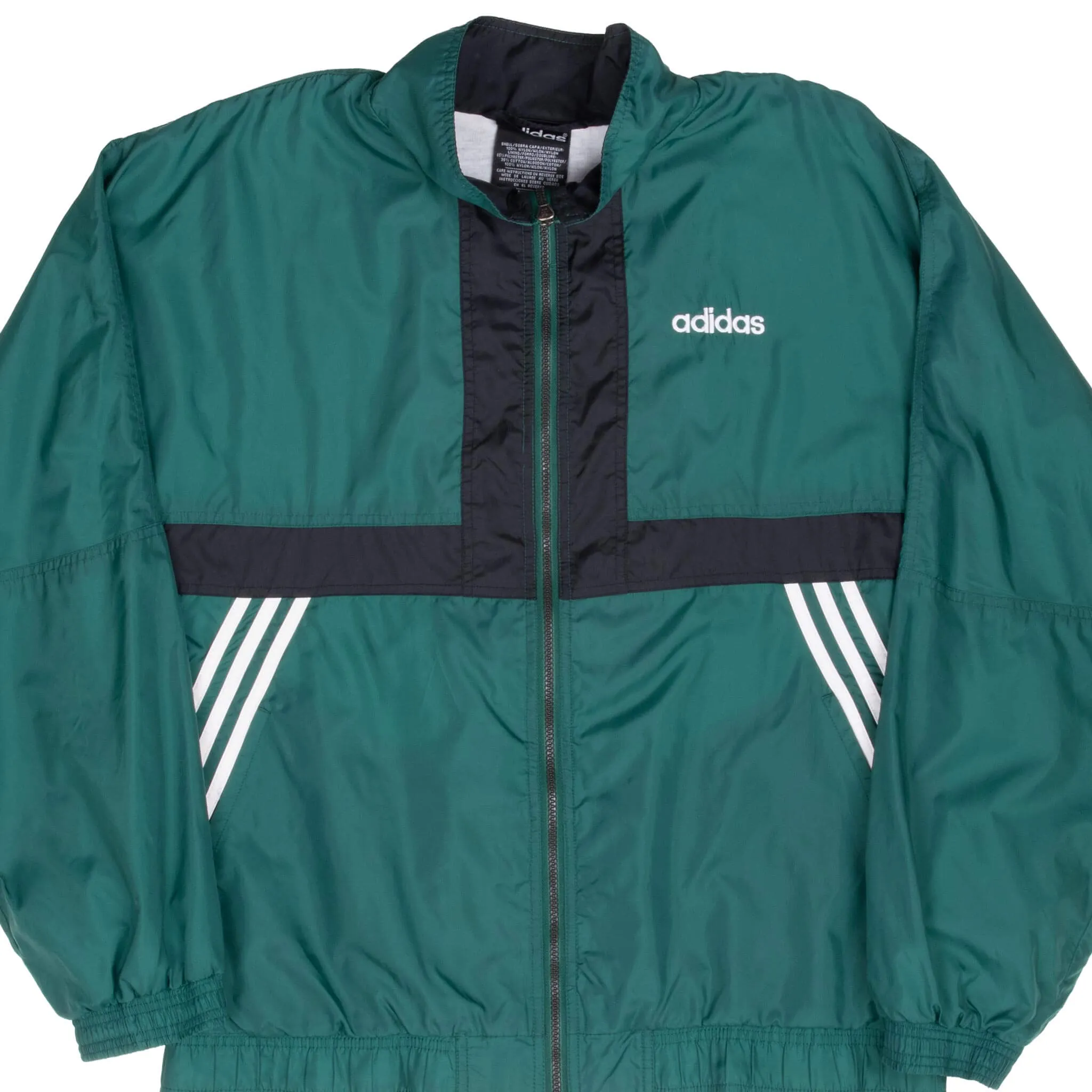 VINTAGE ADIDAS GREEN WINDBREAKER JACKET 1990S LARGE
