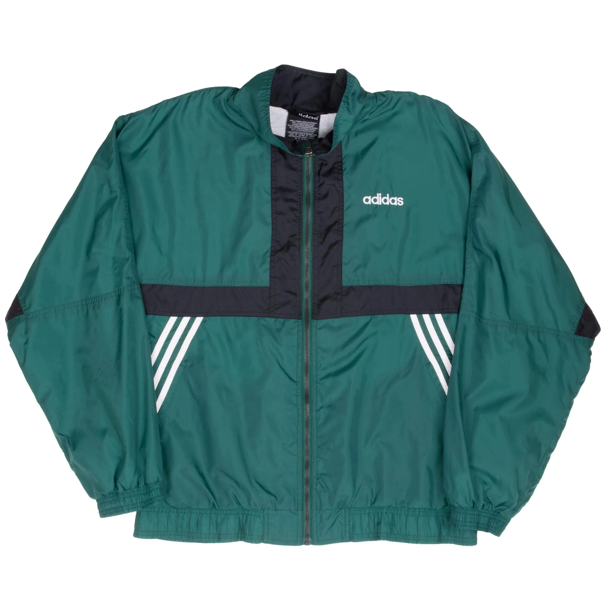 VINTAGE ADIDAS GREEN WINDBREAKER JACKET 1990S LARGE
