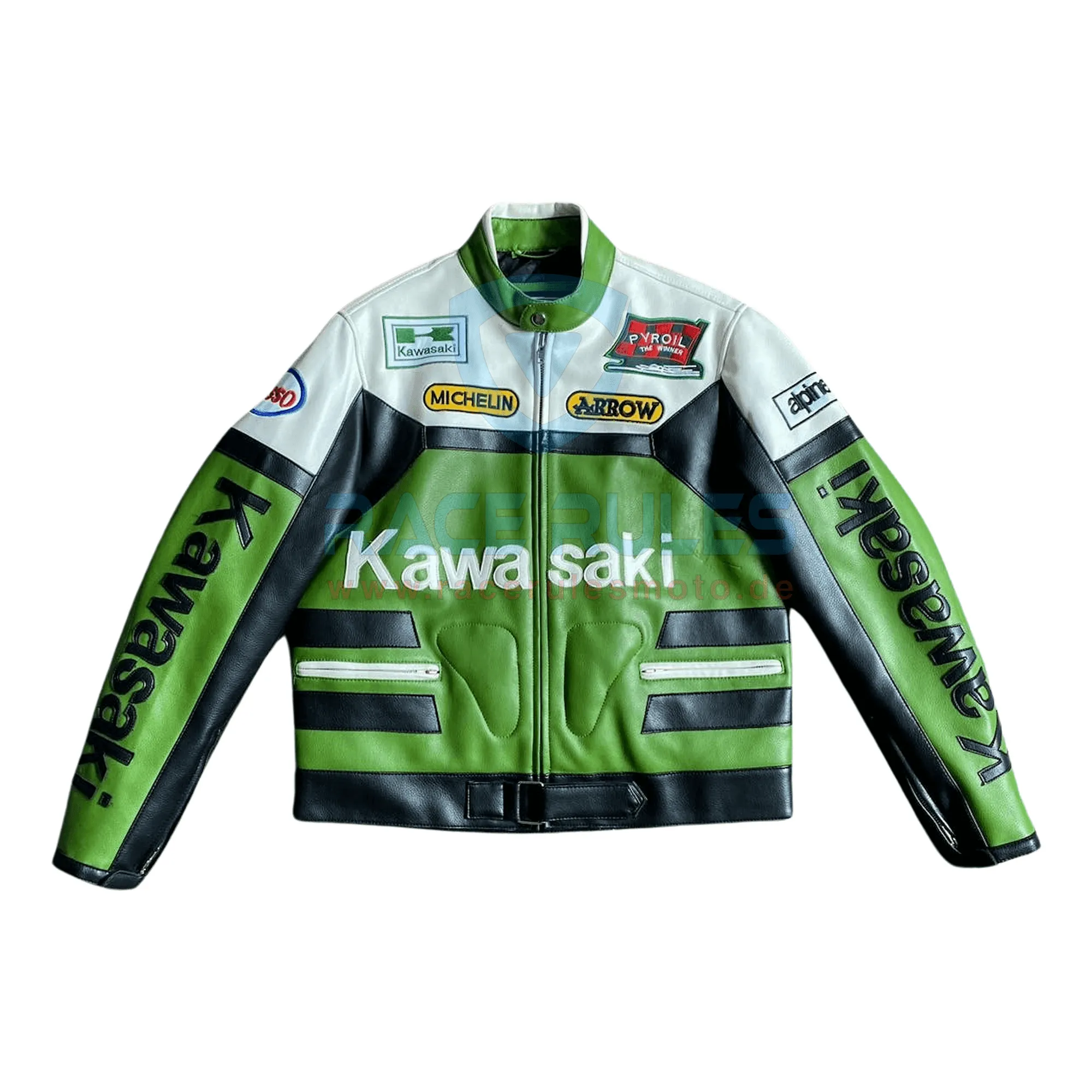 Vintage Kawasaki Real Leather Motorcycle Racing Jacket Unisex Biker Jacket