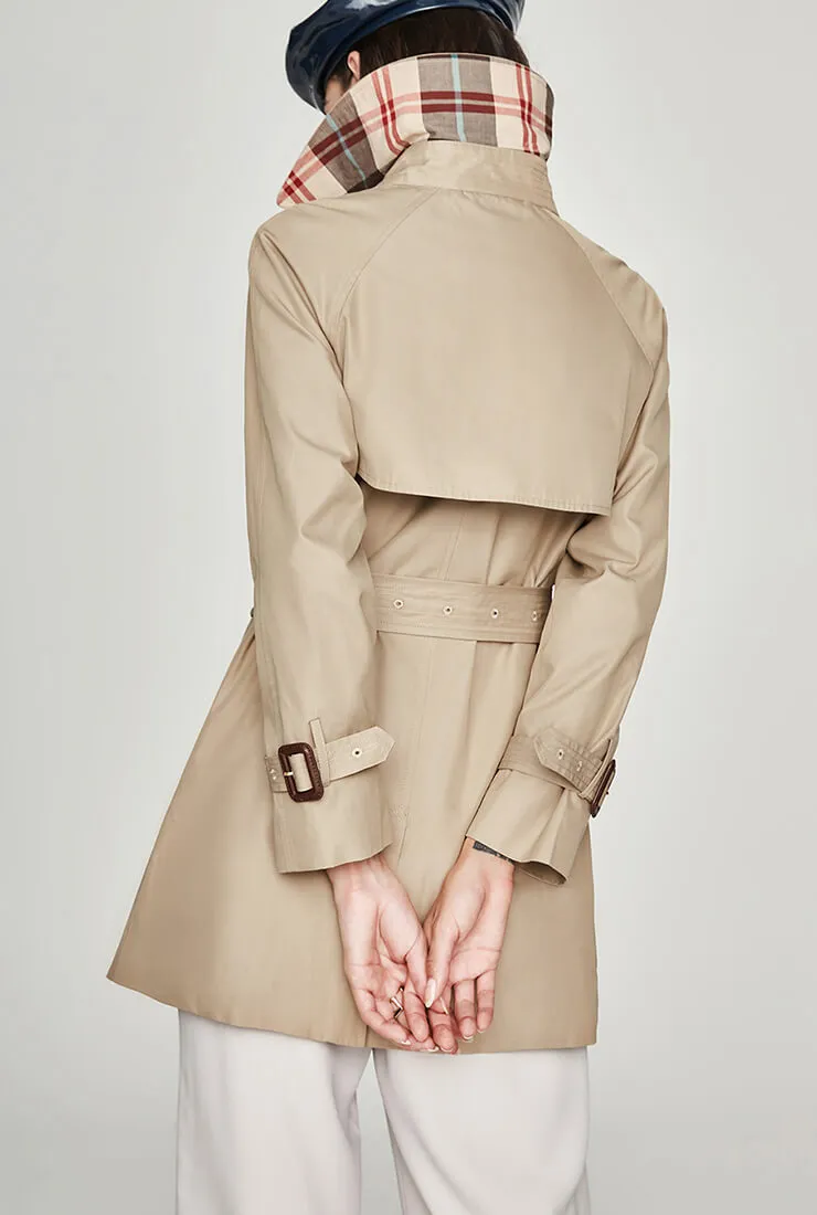 Waterproof Belted Short Trench Coat