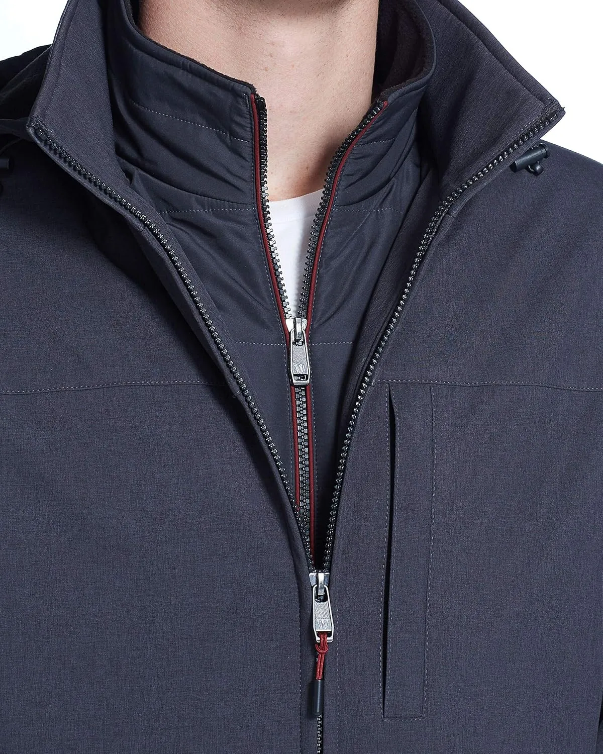 Weatherproof Ultra Tech Mens Jacket Winter Coat for Men Winter Coat Rain Jacket for Men with Fleece Bib and Removable Hood