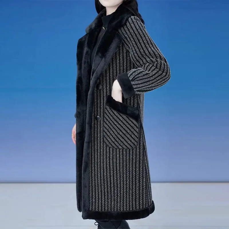 Winter Specials 48%OFF Women's Double Breasted Overcoat with Plush Lining